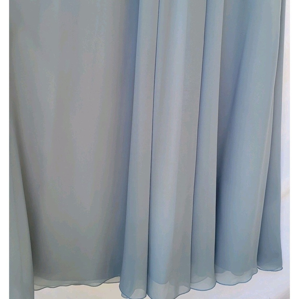 J J House Jr. Bridesmaid Dress A-line Halter Floor-Length Chiffon Lace Dusty Blu - Picture 8 of 8